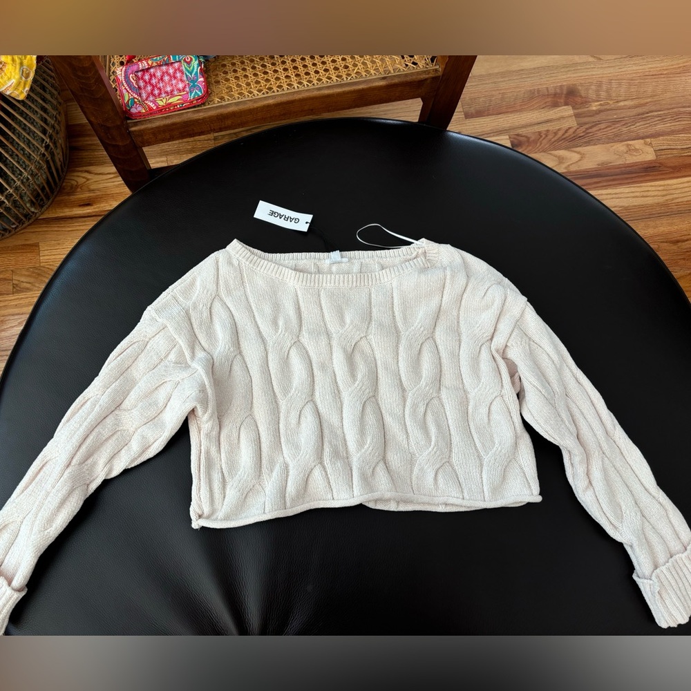 Garage off- white cropped sweater, women’s medium, new with tags